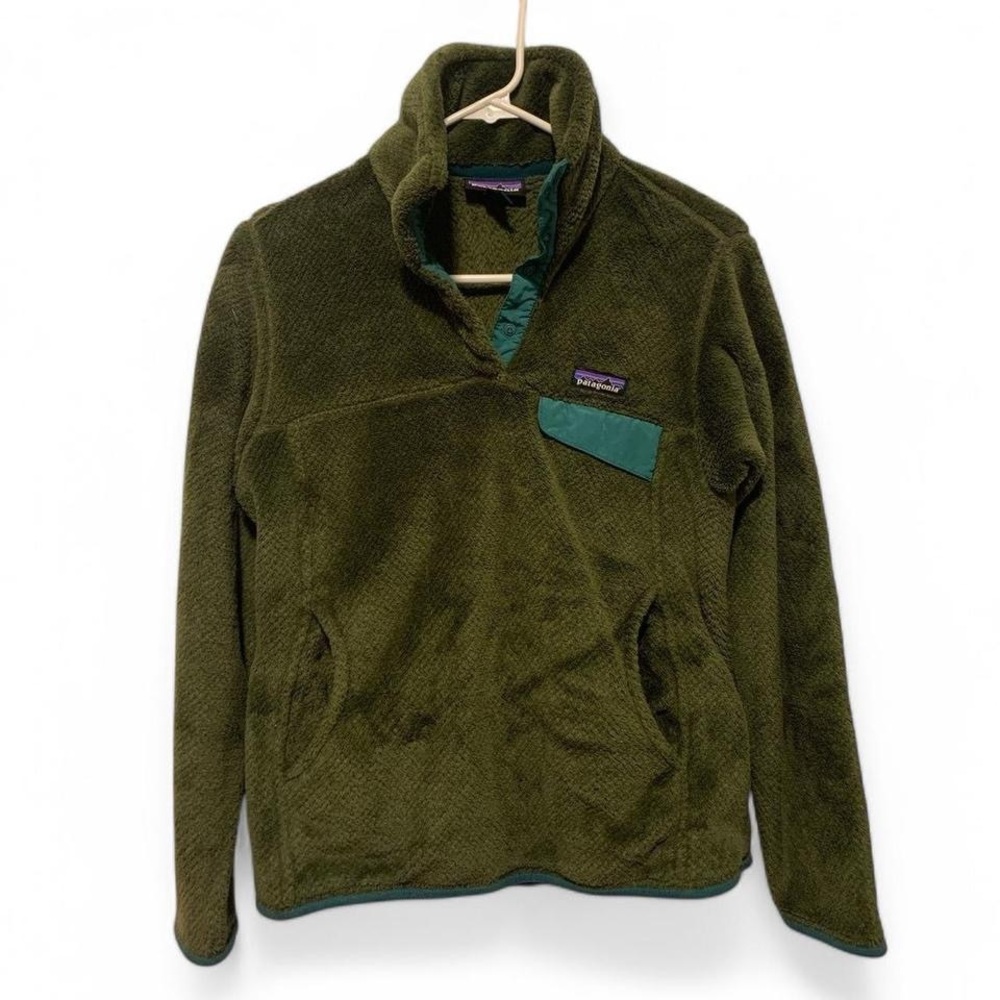 Patagonia Re-tool Green Pullover with Teal Trim, size Small Athletic Sportswear